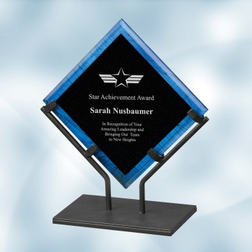 Blue Galaxy Acrylic Plaque Award with Iron Stand