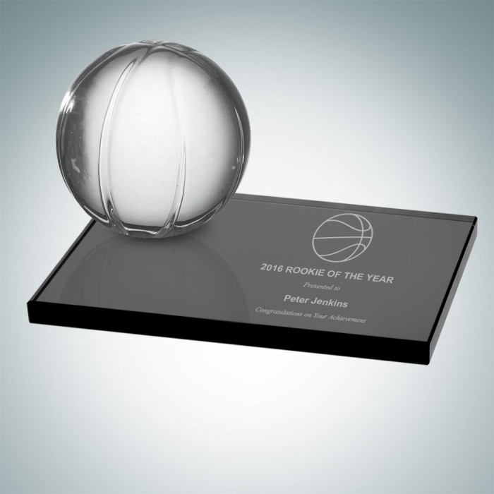CL T0651 140mm FREE Engraving Jade Glass Basketball Trophy 
