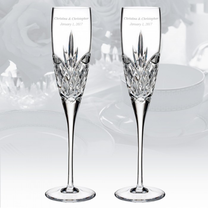Waterford Love Forever Lead Crystal Flute Set of 2 A 