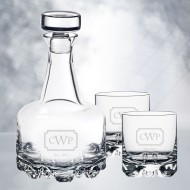 Orrefors Erik Decanter & DOF Whiskey Glass 3pc Set