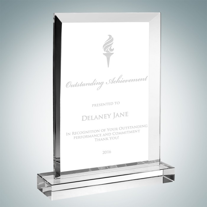 Occasion Optical Crystal Beveled Rectangle Plaque with Base Award
