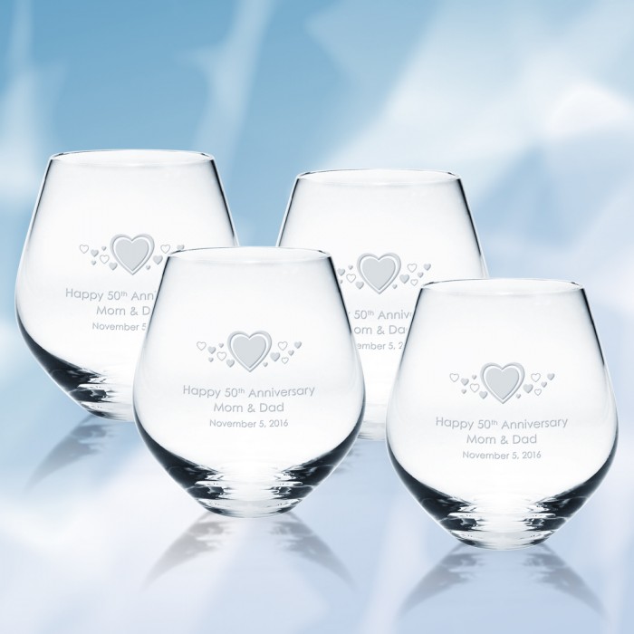 Personalized RIEDEL Large Stemless Wine Glasses with Coordinates, Set of 4  - FREE SHIPPING