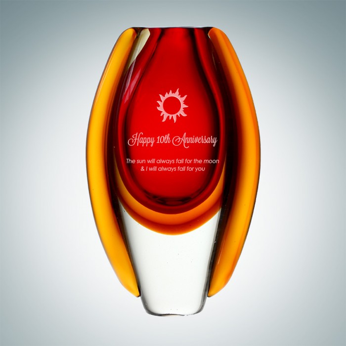 Art Glass Sunfire Red Vase