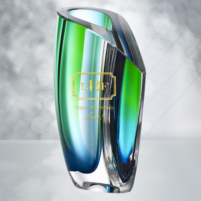 Silicium James Dyson Lam Vases Kosta Boda Blue Green Mirage Vase Corporate Awards | CrystalPlus.com