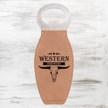 Light Brown Leatherette Bottle Opener with Magnet