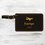 Black/Gold Leatherette Luggage Tag