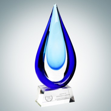 Art Glass Aquatic Award with Clear Base