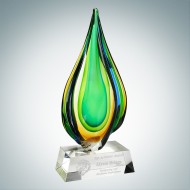 Art Glass Rainforest Award with Clear Base