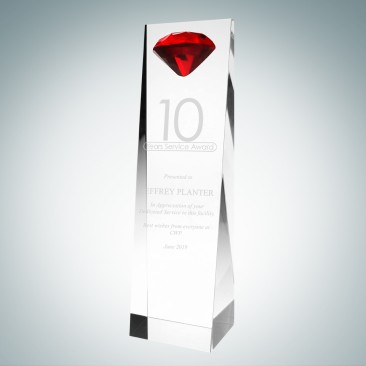 Embedded Red Diamond Crystal Award