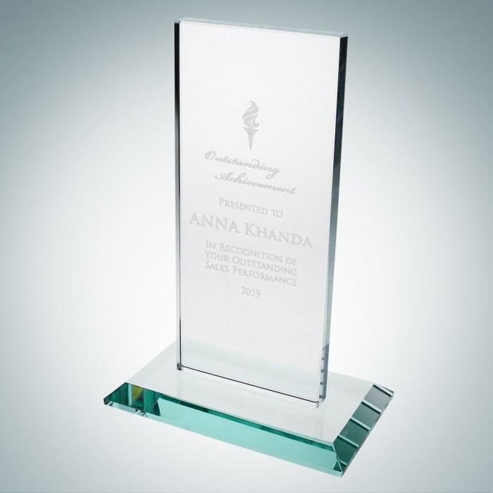 Appreciation Plaques Clear Glass Vertical Rectangle with Base Appreciation