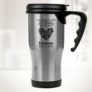 Silver Stainless Steel Travel Mug with Handle 14oz
