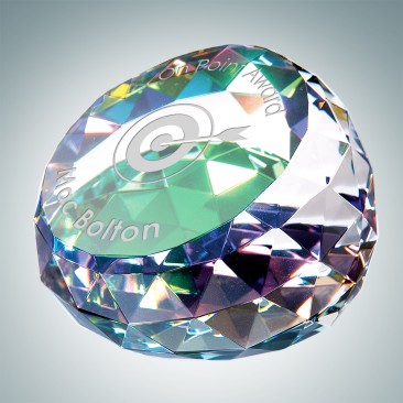 Color Coated Gem Cut Slant Dome Paperweight