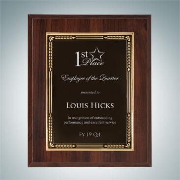 Black Gold Embossed Plate on High Gloss Horiz./Verti. Cherrywood Finish Plaque