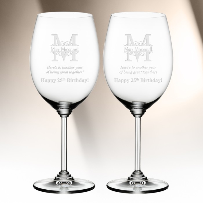 Recipient Monogrammed Riedel Wine Cabernet Merlot Glass