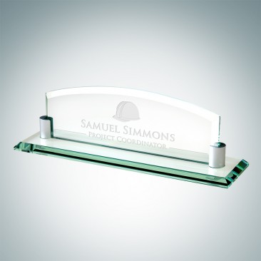 Desk/Office Accessories Jade Glass Nameplate with Aluminum Holder  Leadership 