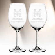 Monogrammed Riedel Cabernet Merlot Wine Glass Pair, 21.5oz