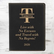 Monogrammed Black/Gold Leatherette Passport Holder
