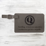 Monogrammed Gray Leatherette Luggage Tag