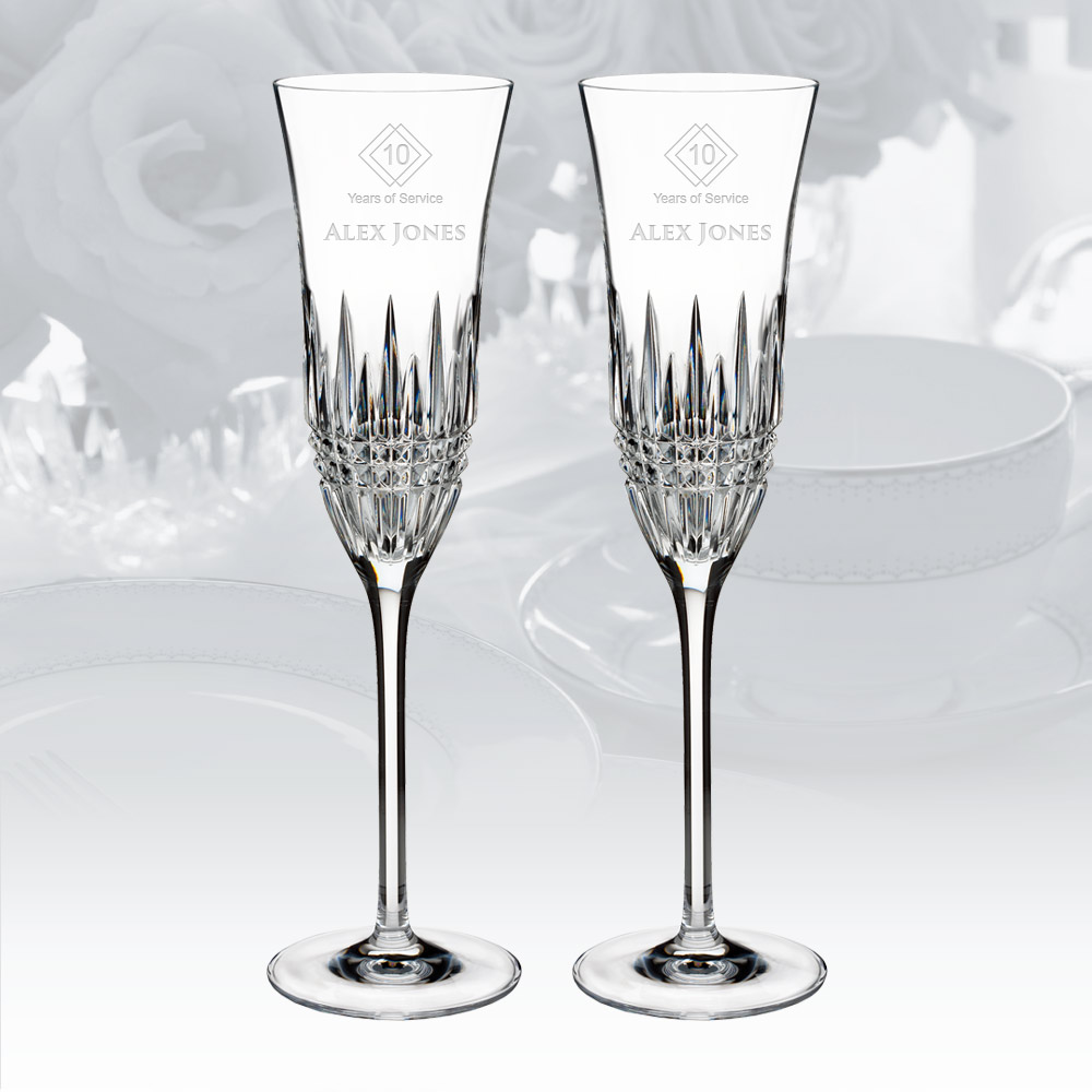 Champagne Flute Tumbler / Rose Gold and Diamond White Stainless Steel