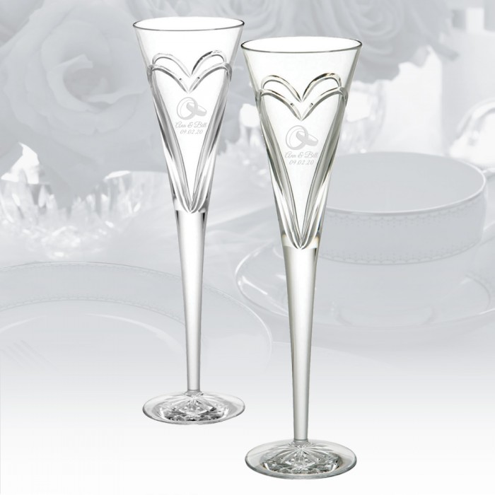 Set of 2 NEW Waterford Wishes Love and Romance Flutes 