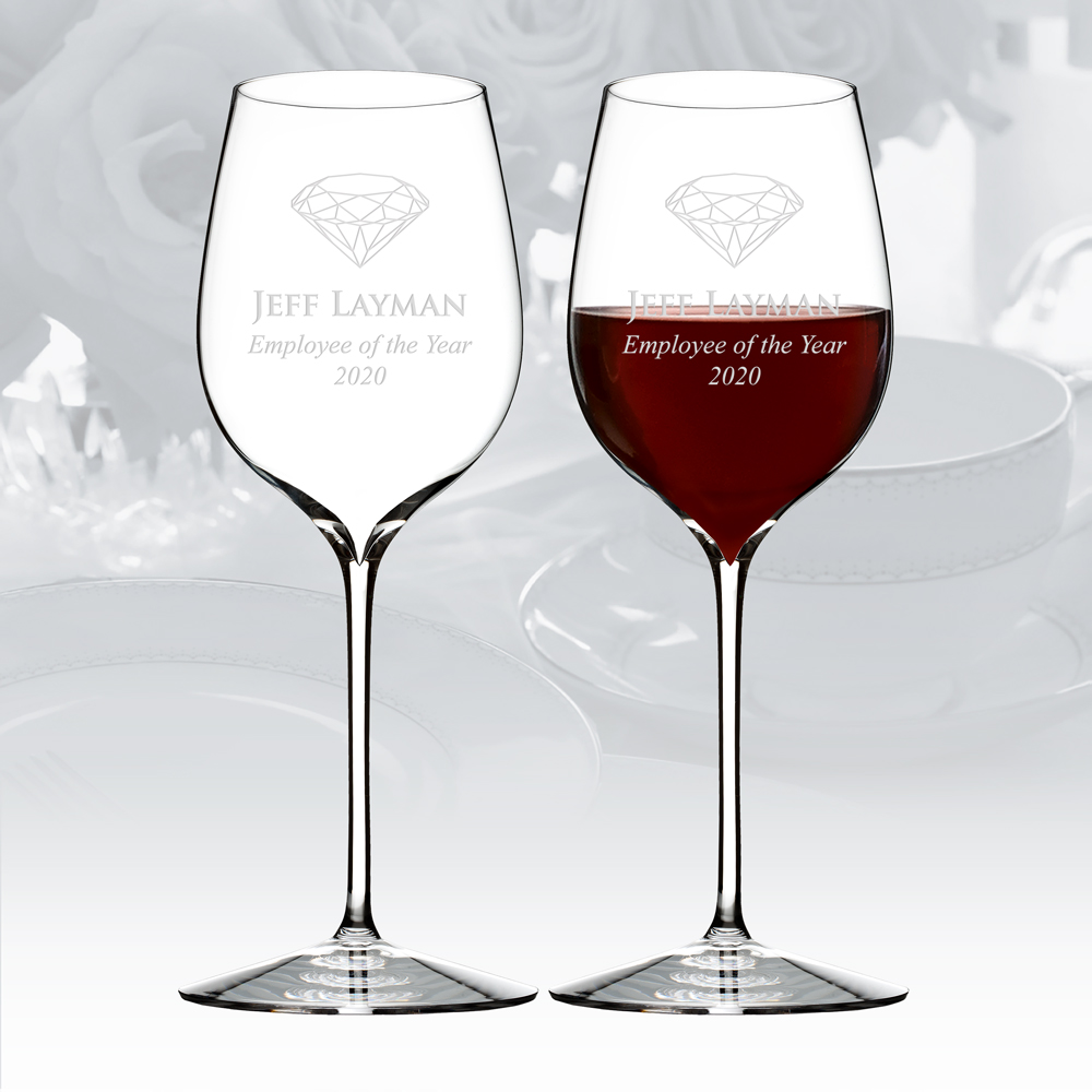 Hand Cut Stemmed Wine Glass with Custom Monogram | Choose 16 oz or 19 oz