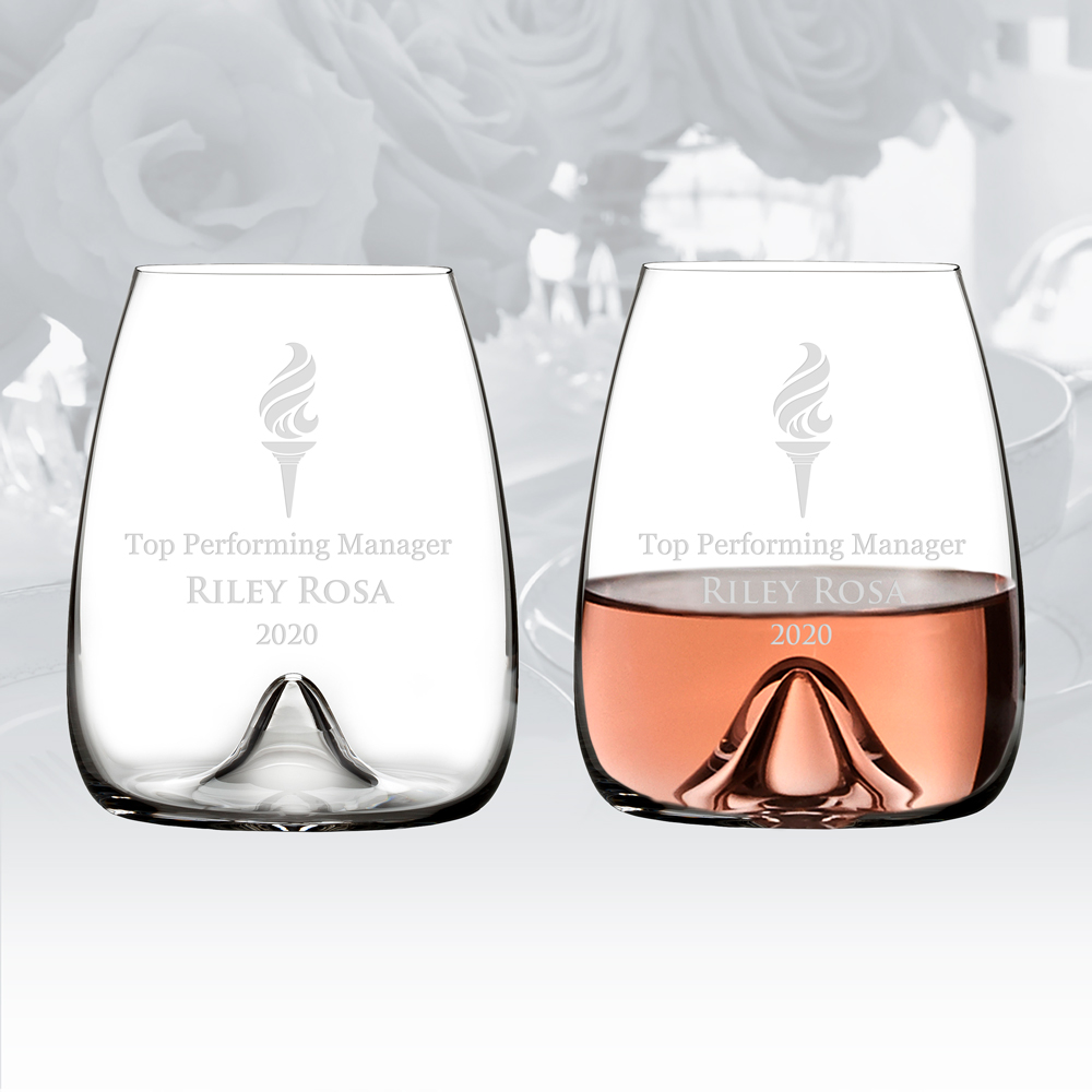 Personalized Marquis by Waterford Moments Stemless Wine Glasses, Set of 4,  Custom Waterford Crystal Stemless Glasses 