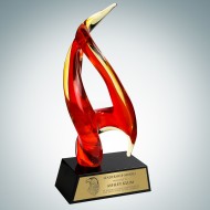 Art Glass Inferno Award with Black Crystal Base