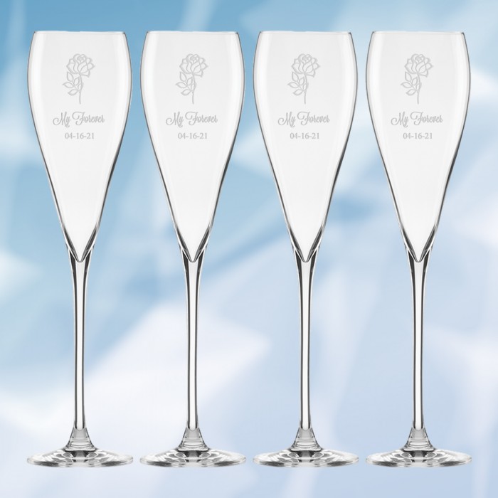 Crystalite Bohemia 5 Oz Crystal Champagne Flute Glasses Sparkly