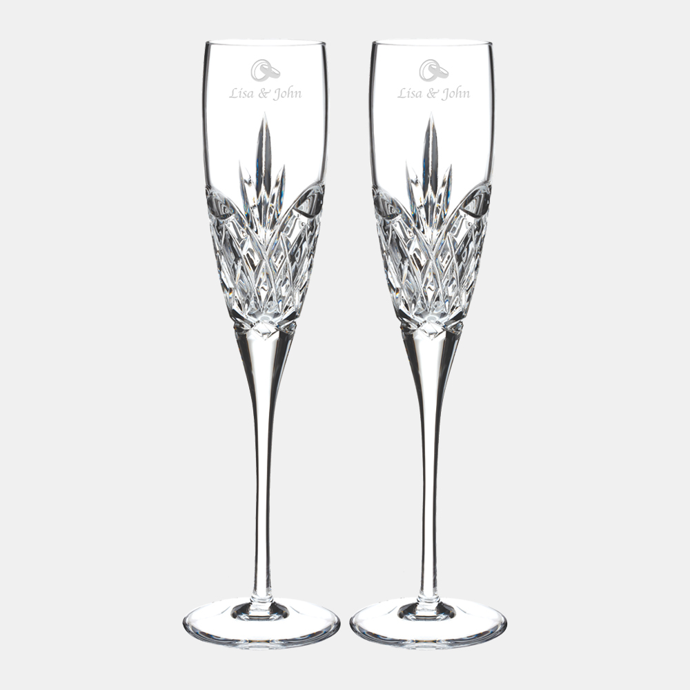 Champagne Flutes Waterford Love Happiness Personalized Gift