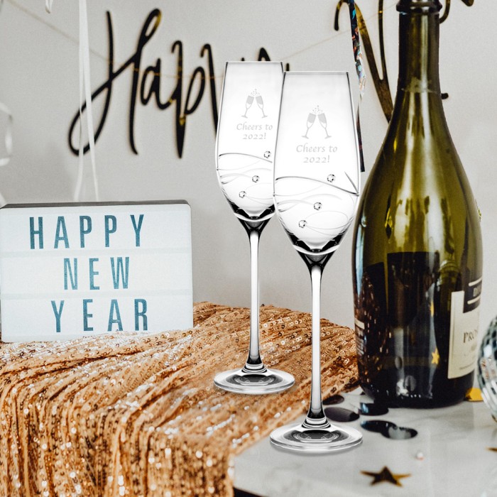 Personalized Sparkle Wine Glasses, Set of 4 by Barski