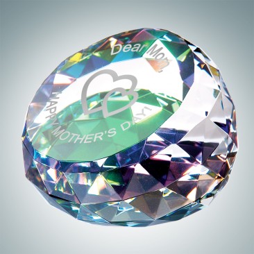 Color Coated Gem Cut Slant Dome Paperweight