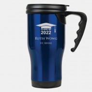 Blue Stainless Steel Travel Mug with Handle 14oz