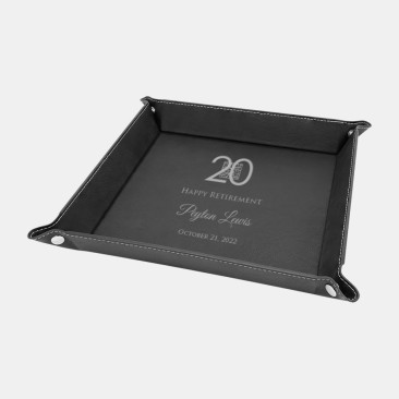Black/Silver Leatherette Snap Up Tray with Silver Snaps