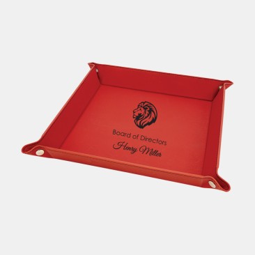 Red Leatherette Snap Up Tray with Silver Snaps