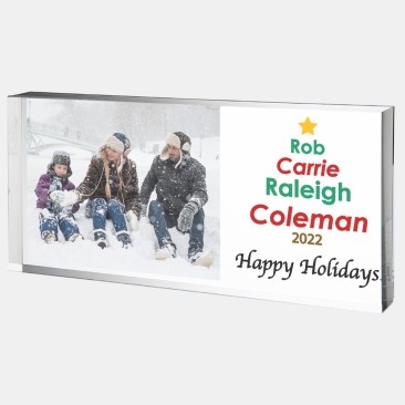 Color Photo Imprinted Holiday Plaque with Personalized Family Tree Art