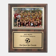 Vertical Cherry Finish Plaque w/ Slide-in Photo Frame & Gold Plate