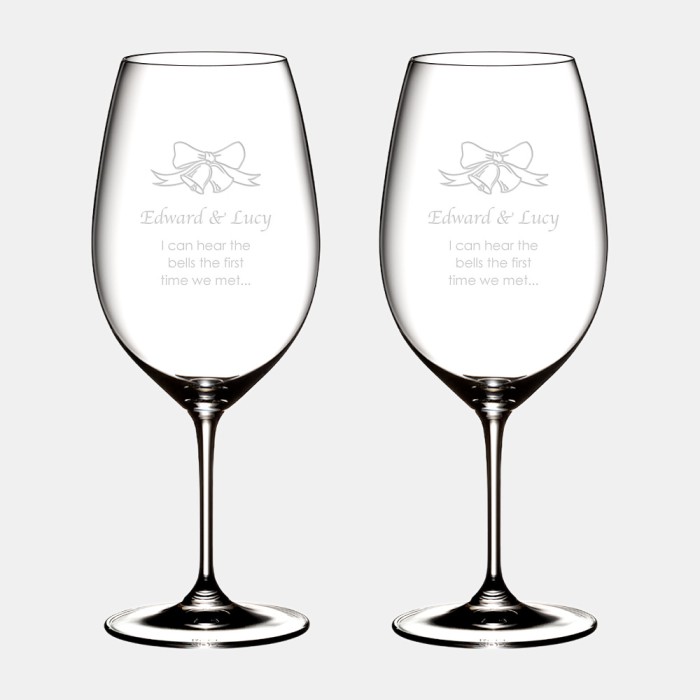 Riedel Vinum Oversize Cabernet Wine Glasses, pair, engraved