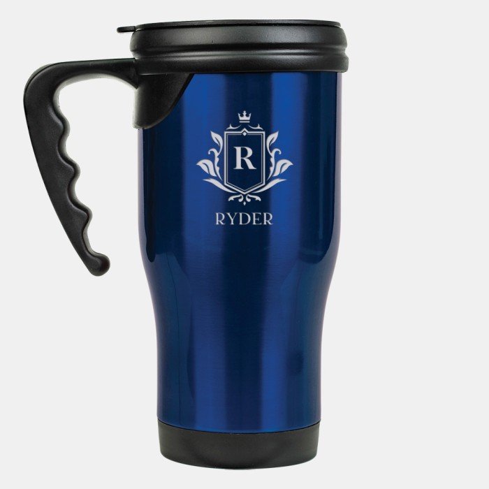 Pre-Designed His Blue Stainless Steel Travel Mug with Handle, 14oz