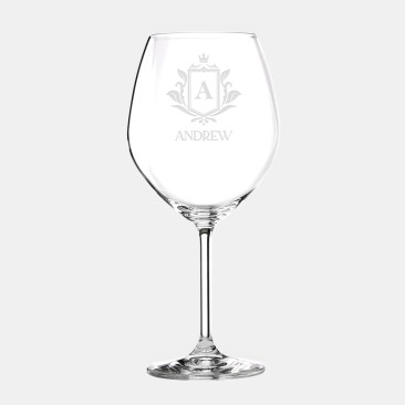 Pre-Designed Crest Monogram Lenox Tuscany Classic Red Wine Glass, 24oz