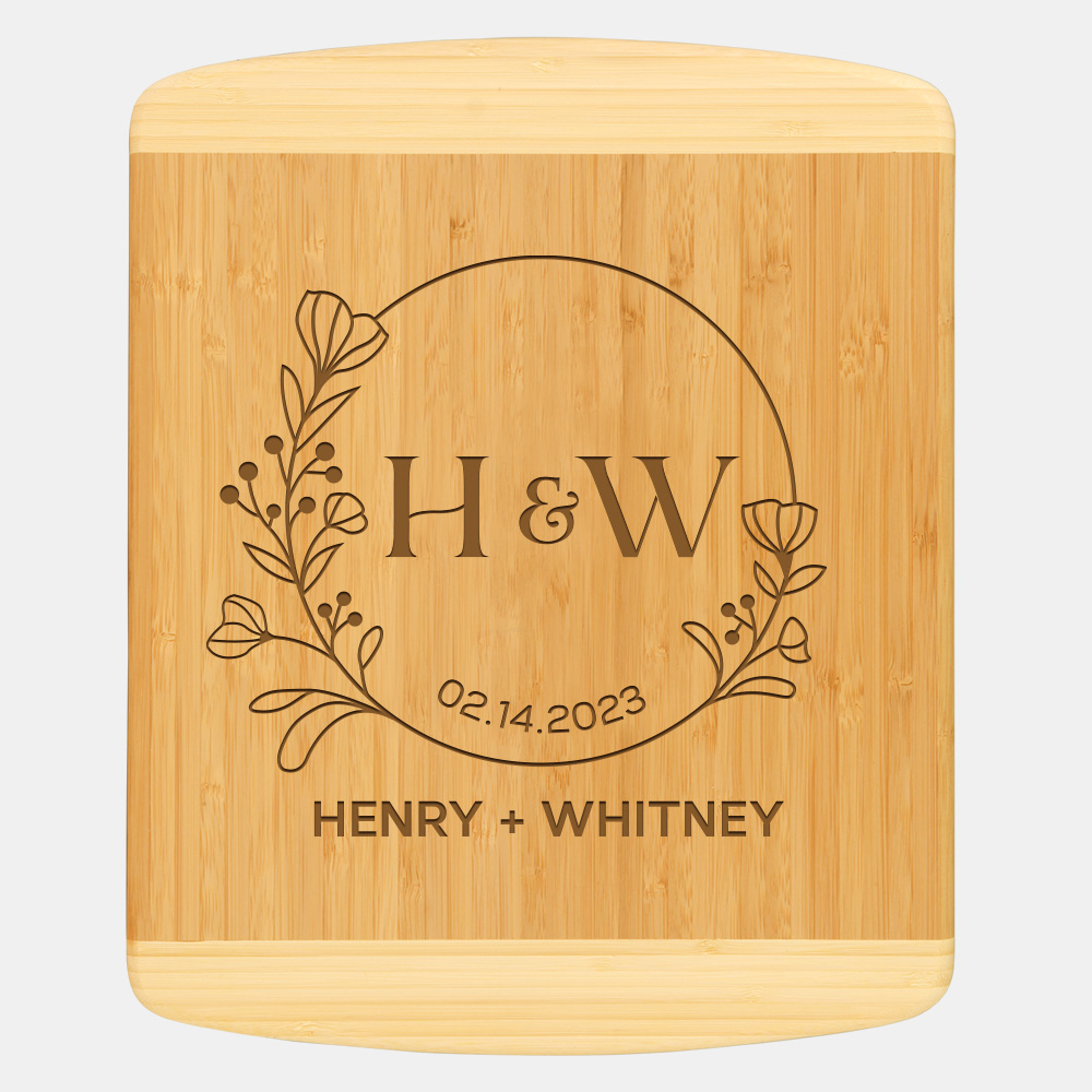 Personalized Engraved Bamboo Two-Tone Cutting Board by Sunny Box