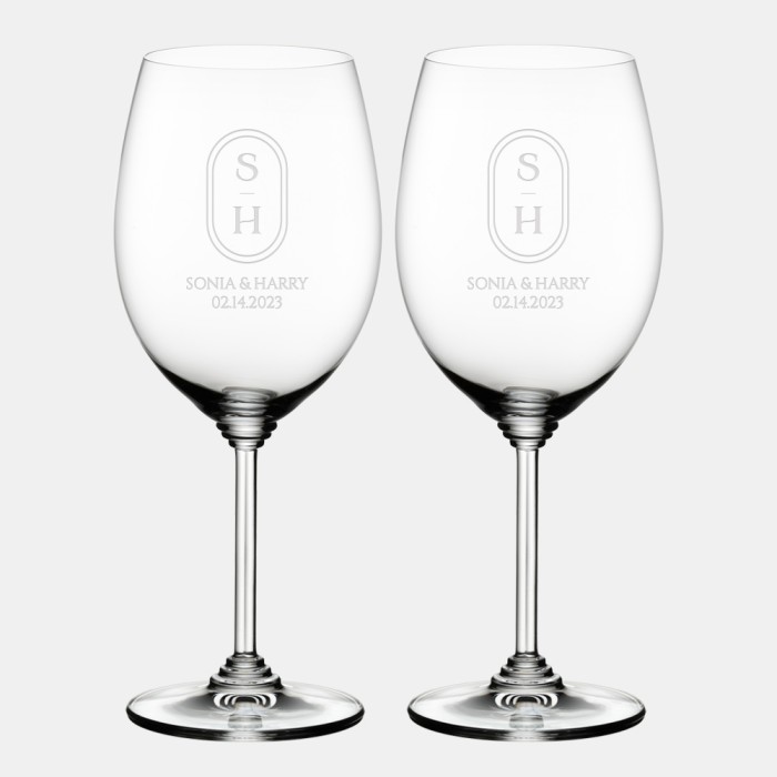 Recipient Monogrammed Riedel Wine Cabernet Merlot Glass Personalized Gift