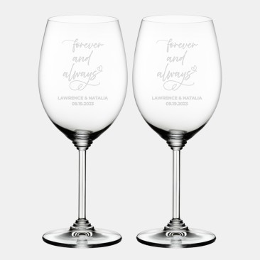 Pre-Designed Forever and Always Riedel Cabernet Merlot Wine Glass Pair, 21.5oz