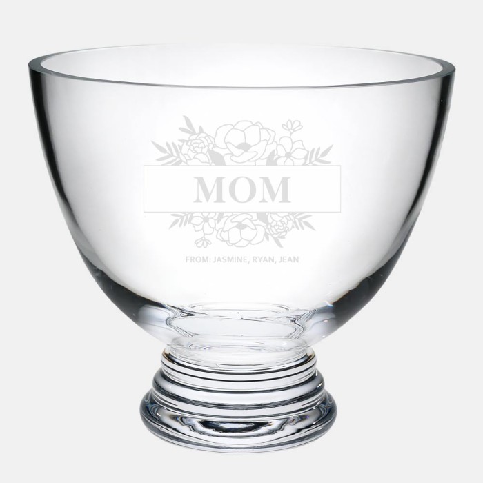 Pre-Designed Mom Floral Footed Glass Bowl (M)
