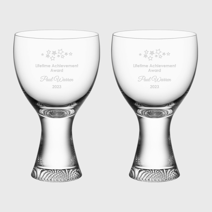 Pair of Swarovski Crystal Filled Stem Wine Goblets & Crystal Filled Decanter