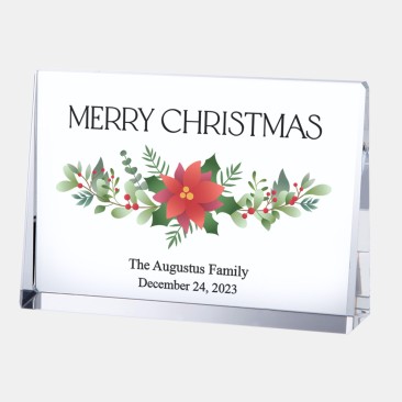 Pre-Designed Merry Christmas Color Imprinted Horizontal Rectangle Plaque