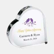 Color Imprinted Crystal Heart Plaque