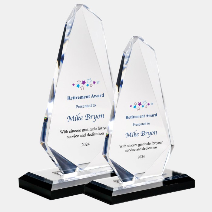 Color Imprinted Acrylic Spear Award with Black Base
