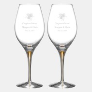 Orrefors Intermezzo Gold Balance Wine Glass Pair, 14oz