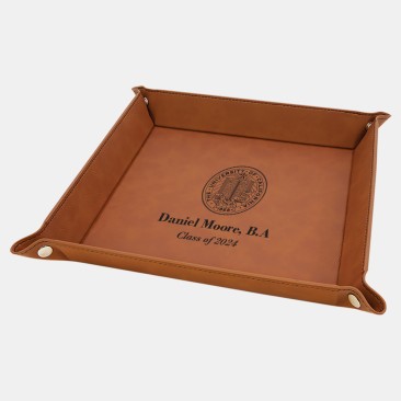 Rawhide Leatherette Snap Up Tray with Silver Snaps