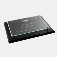 Floating Glass Plate on Premium Piano Finished Horiz./Verti. Blackwood Plaque